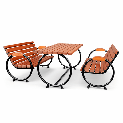 Set masă cu bănci stradale parc metalice Bill