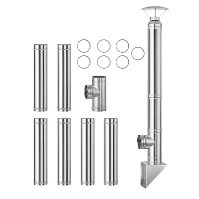 Coș de fum inox 7 m x 200 mm, profesional Izonox CeraPro, Suspendat consolă