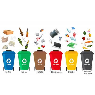 Pubelă gunoi tip europubelă HDPE 240 litri, Roșie
