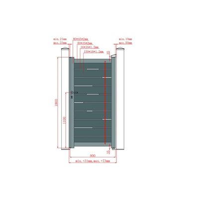Set porți metalice din aluminiu Ragnar, Poarta mare 3000 x 1800 mm, Poarta mică 900 x 1800 mm, Gri antracit RAL 7016