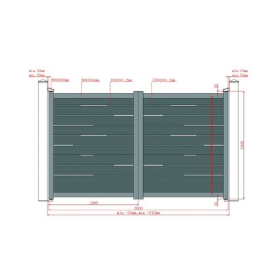 Set porți metalice din aluminiu Ragnar, Poarta mare 3000 x 1800 mm, Poarta mică 900 x 1800 mm, Gri antracit RAL 7016