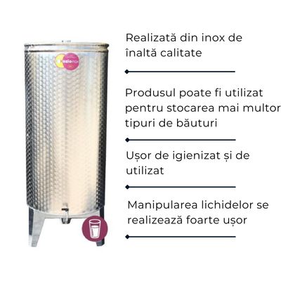 Cisternă inox cu dop Alsace 180 L, depozitare