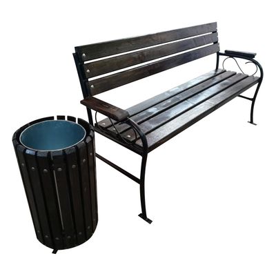 Set mobilier din bancă stradală parc și coș gunoi stradal Faunus