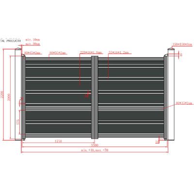 Set porți metalice din aluminiu Neptun Line, Poarta mare 4000 x 1800 mm, Poarta mică 900 x 1800 mm, Gri antracit RAL 7016