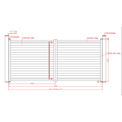 Set porți metalice din aluminiu Neptun Line, Poarta mare 3000 x 1800 mm, Poarta mică 900 x 1800 mm, Maro