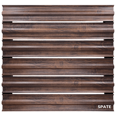 Șipcă metalică orizontală gard Lucius 0,5 mm x 11,5 cm, față-spate Mahon multi-gloss 1.8 m