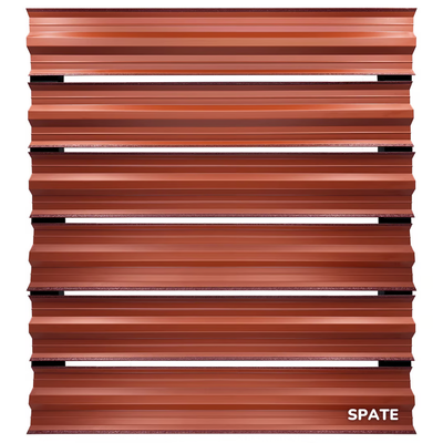 Șipcă metalică orizontală gard Lucius 0,5 mm x 11,5 cm Cărămiziu mat structurat (3009) 1.2 m