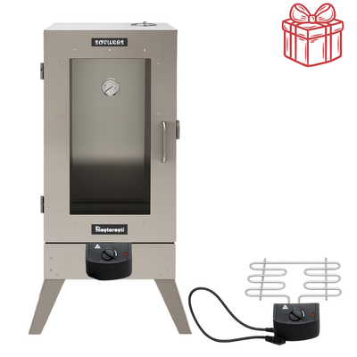 Afumătoare carne / pește din inox cu geam Savuros 40,6×36,4×103,8 cm + Cadou Rezistență electrică