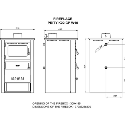 Sobă pentru încălzit Prity K22CPW10 16kW