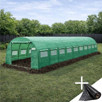 Solar profesional de grădină Cortis 3x10 m, 186 g/mp, 2 m înălțime, cu fermoar dublu rezistent + Cadou Termometrul cu higrometru 