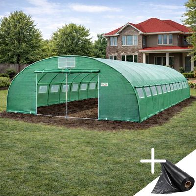 Solar grădină profesional Cortis 5x12 m, 240 g/mp, 2,6 m înălțime, cu fermoar dublu rezistent și buzunar pentru unelte + Cadou Folie mulcire
