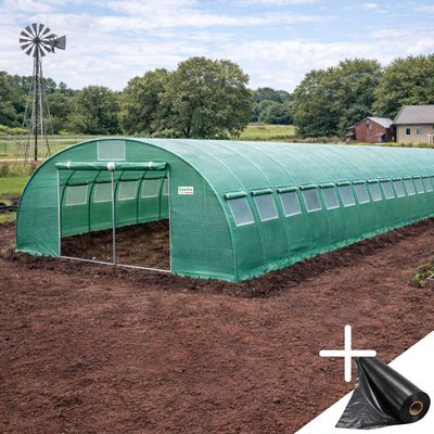 Solar de grădină profesional Cortis 6x14 m, 240 g/mp, 2,8 m înălțime, cu fermoar dublu rezistent și buzunar pentru unelte + Cadou Termometrul cu higrometru