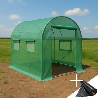 Solar grădină Hobio 2x2,5 m, 160 g/mp, 2 m înălțime, cu fermoar dublu rezistent + Cadou Folie mulcire