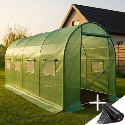 Solar grădină Hobio 2x4 m, 160 g/mp, 2 m înălțime, cu fermoar dublu rezistent + Cadou Folie mulcire