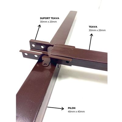 Stâlpi / Piloni metalici pentru gard din șipcă metalică Lucius 40x40 mm x 1,5 m Maro (RAL 8017)