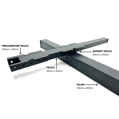Stâlpi / Piloni metalici pentru gard din șipcă metalică Lucius 40x40 mm x 1,5 m Gri Grafit (RAL 7016)