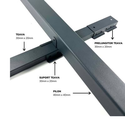 Stâlpi / Piloni metalici pentru gard din șipcă metalică Lucius 40x40 mm x 1,5 m Gri Grafit (RAL 7016)