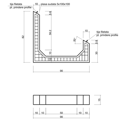 Suport panouri fotovoltaice din beton 30 grade, înalt, Betonix