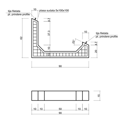 Suport panouri fotovoltaice din beton 25 grade, înalt, Betonix