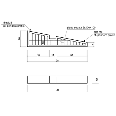 Suport panouri fotovoltaice din beton 10 grade, scund, Betonix