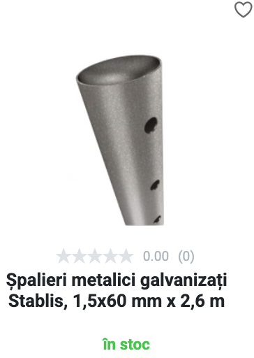 Șpalieri metalici galvanizați - 1,5 x 60 mm x 2,6 m