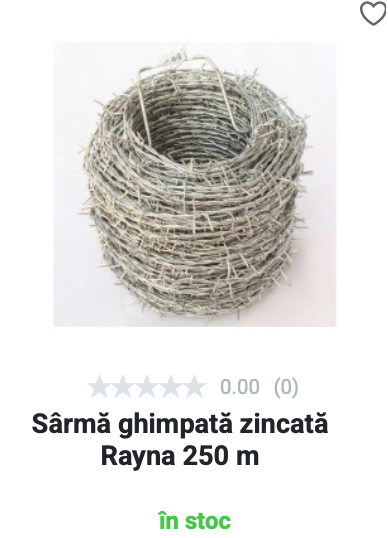 Sârmă ghimpată zincată - Rayna - 250 m