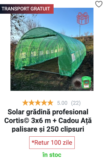 Solar grădină profesional Cortis - 3 x 6 m