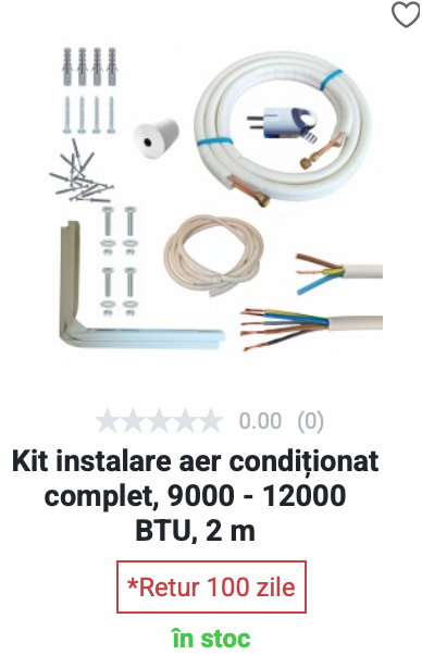 Kit instalare aer condiționat 9000 - 12000 BTU