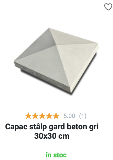 Capac stâlp gard beton gri - 30x30 cm