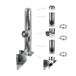 Coș fum profesional din inox Alec 9 m x 300 mm pornire de la consolă-1