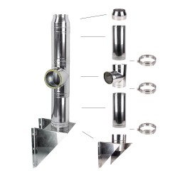 Coș fum profesional din inox Savva 10 m x 250 mm pornire de la consolă-1