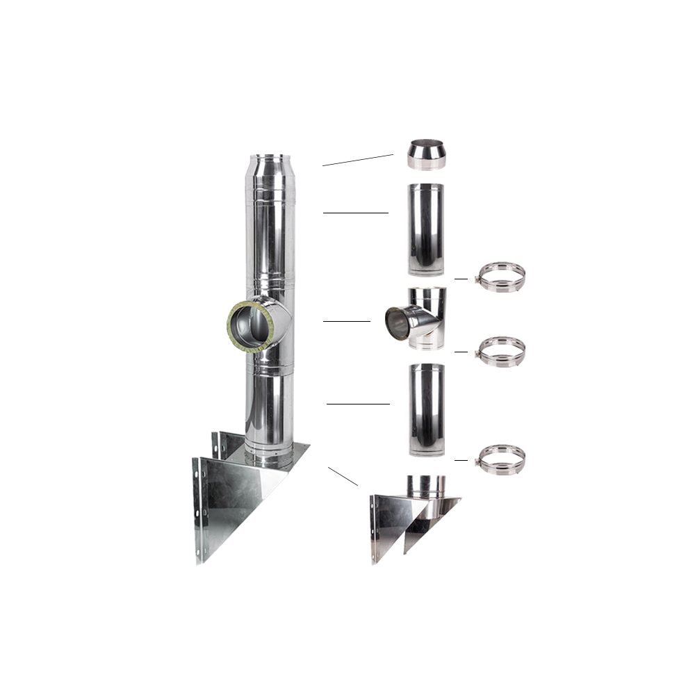 Coș fum profesional din inox Onisim 5 m x 160 mm pornire de la consolă