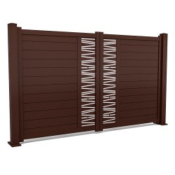 Set porți metalice din aluminiu Omar, Poarta mare 3000 x 1800 mm, Poarta mică 900 x 1800 mm, Maro închis RAL 8017-2