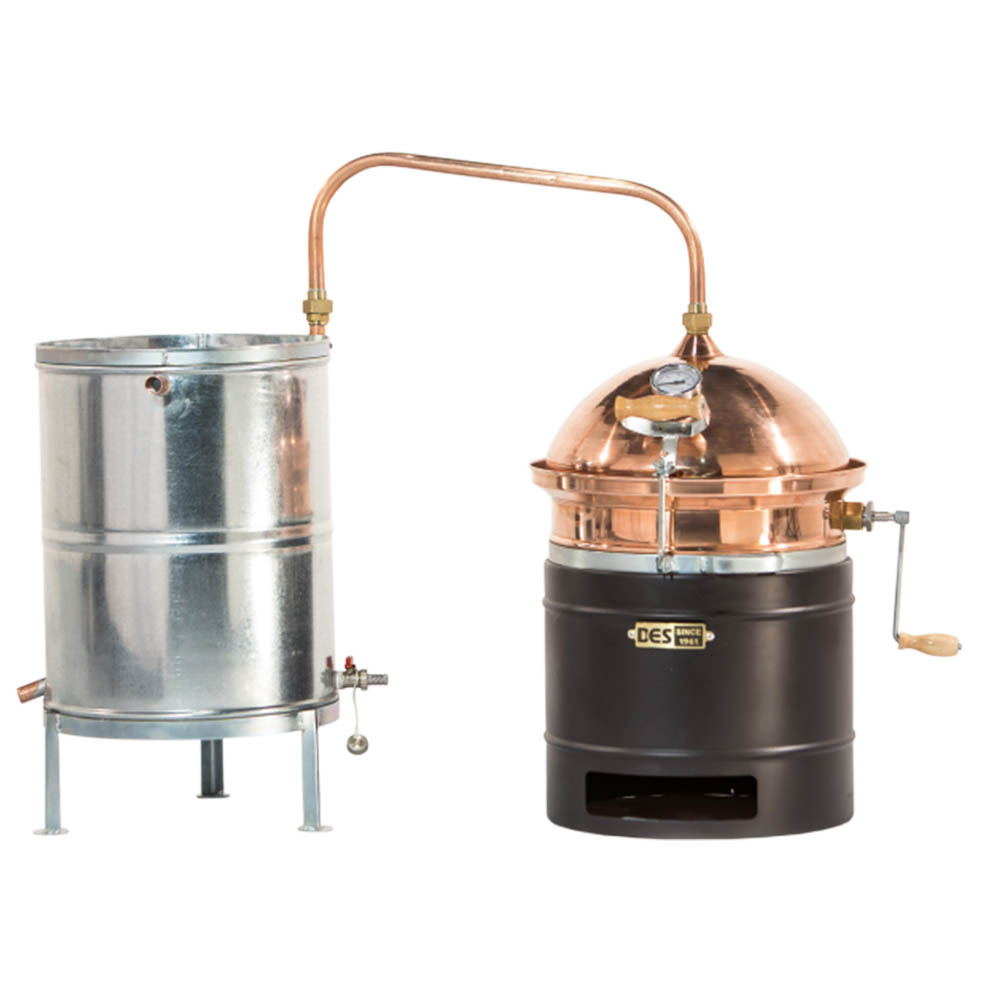Cazan țuică 35 L hobby Stanley cu amestecător manual și focar pe combustibil solid