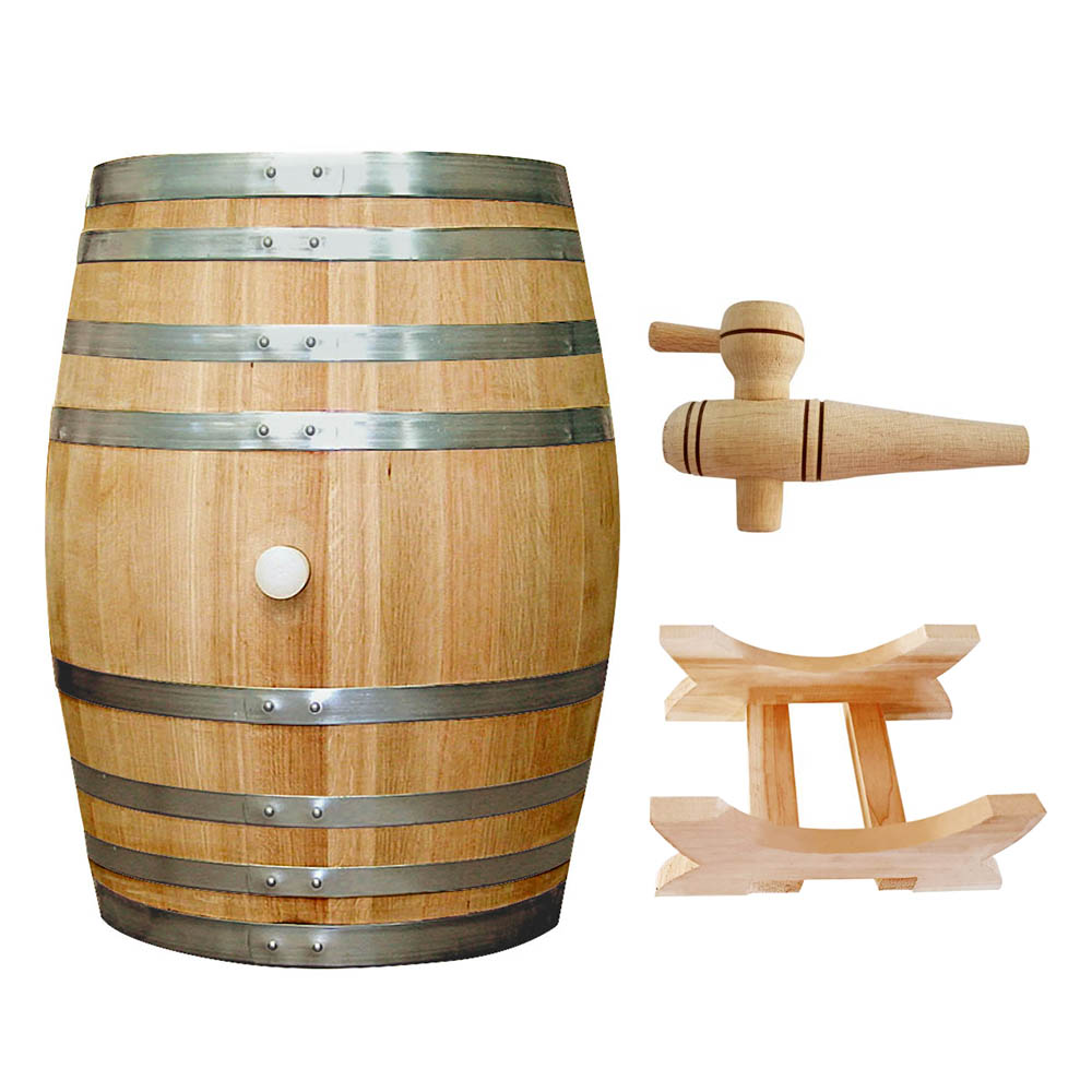 Set butoi lemn stejar pentru țuică 20 L Cadou canea lemn + suport