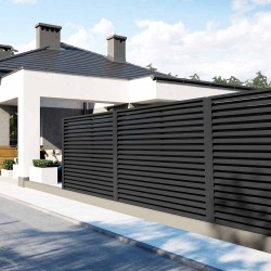 Gard aluminiu tip jaluzea Abel 1,53x2 m gri fără stâlpi-1