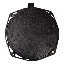 Capac canalizare din fontă rotund 80,5 cm D400 cu închizător-1