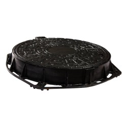 Capac canalizare din fontă rotund 80,5 cm D400 cu închizător-4
