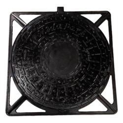 Capac canalizare din fontă rotund cu ramă 100 x 100 cm D400-1