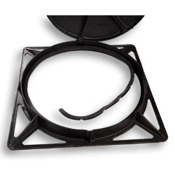 Capac canalizare din fontă rotund cu ramă 100 x 100 cm D400-3