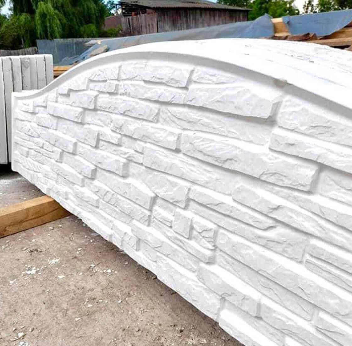 Gard beton ciment alb Carlos 1 stâlpi cu model cărămidă 2,1 m