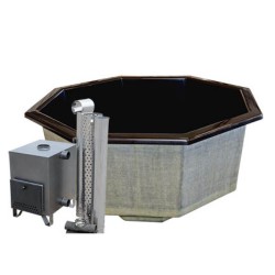 Ciubăr din fibră de sticlă încastrabil Zoltan 1,7x2 m + Sobă exterioară din aluminiu-3