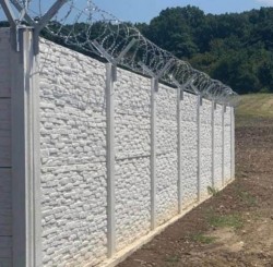 Gard beton ciment alb Industrial Carlos cu stâlpi simpli 2 m-1