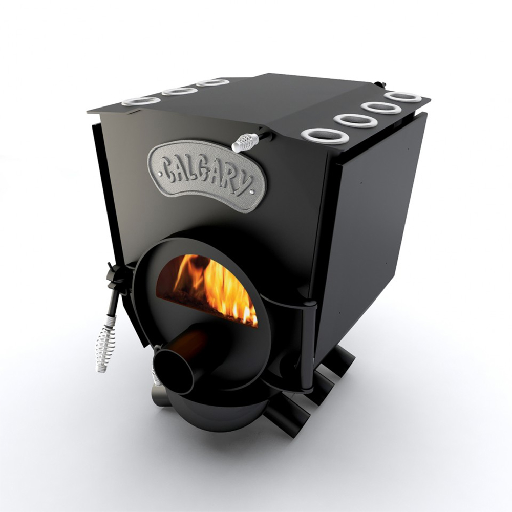 Sobă canadiană cu plită Tip 00-S-IF Calgary Lux 7 kW, 130 mc + Ușă cu geam termorezistent Schott Robax și inele din fontă