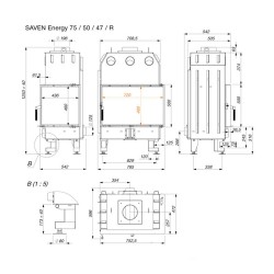 Focar șemineu Saven din oțel cu sticlă laterală stânga 75х50х47 cm, 14,7 kW-7