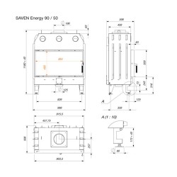 Focar șemineu Saven din oțel cu sticlă standard 90х50 cm, 19 kW-7