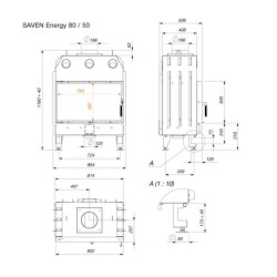 Focar șemineu Saven din oțel cu sticlă standard 80х50 cm, 16,8 kW-7