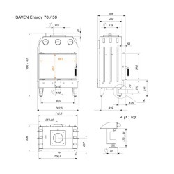 Focar șemineu Saven din oțel cu sticlă standard 70х50 cm, 15,1 kW-5