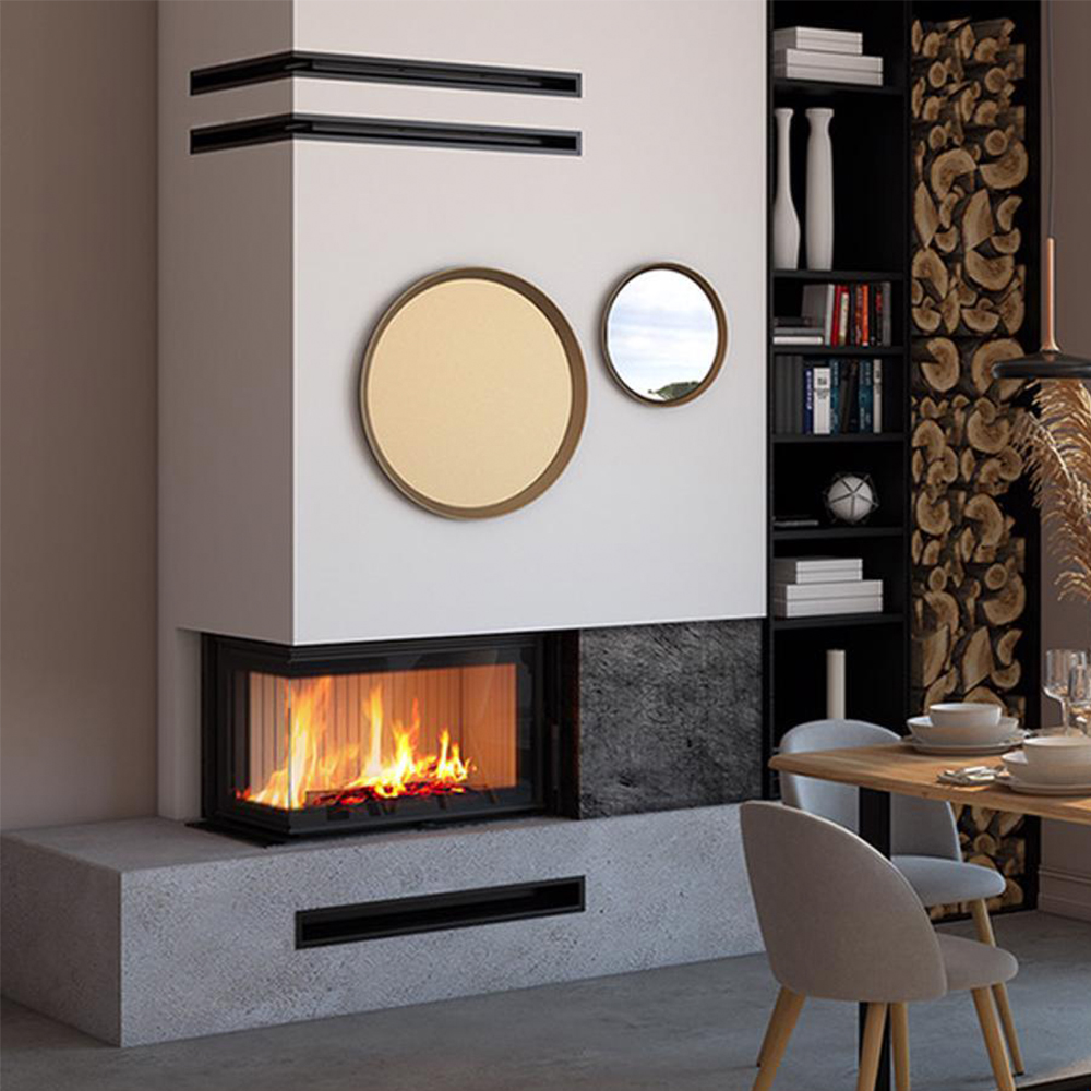 Focar șemineu Saven din oțel cu sticlă laterală stânga 75х50х47 cm, 14,7 kW