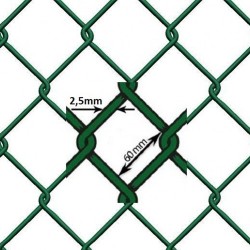 Plasă gard sârmă împletită oțel zincat plastificat Agata 2,5 mm, ochi 60 mm, 25 m-2